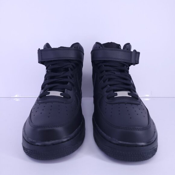 Nike Air Force 1 Mid '07 Black Leather Sneakers Size 11 CW2289-001 - Picture 5 of 16